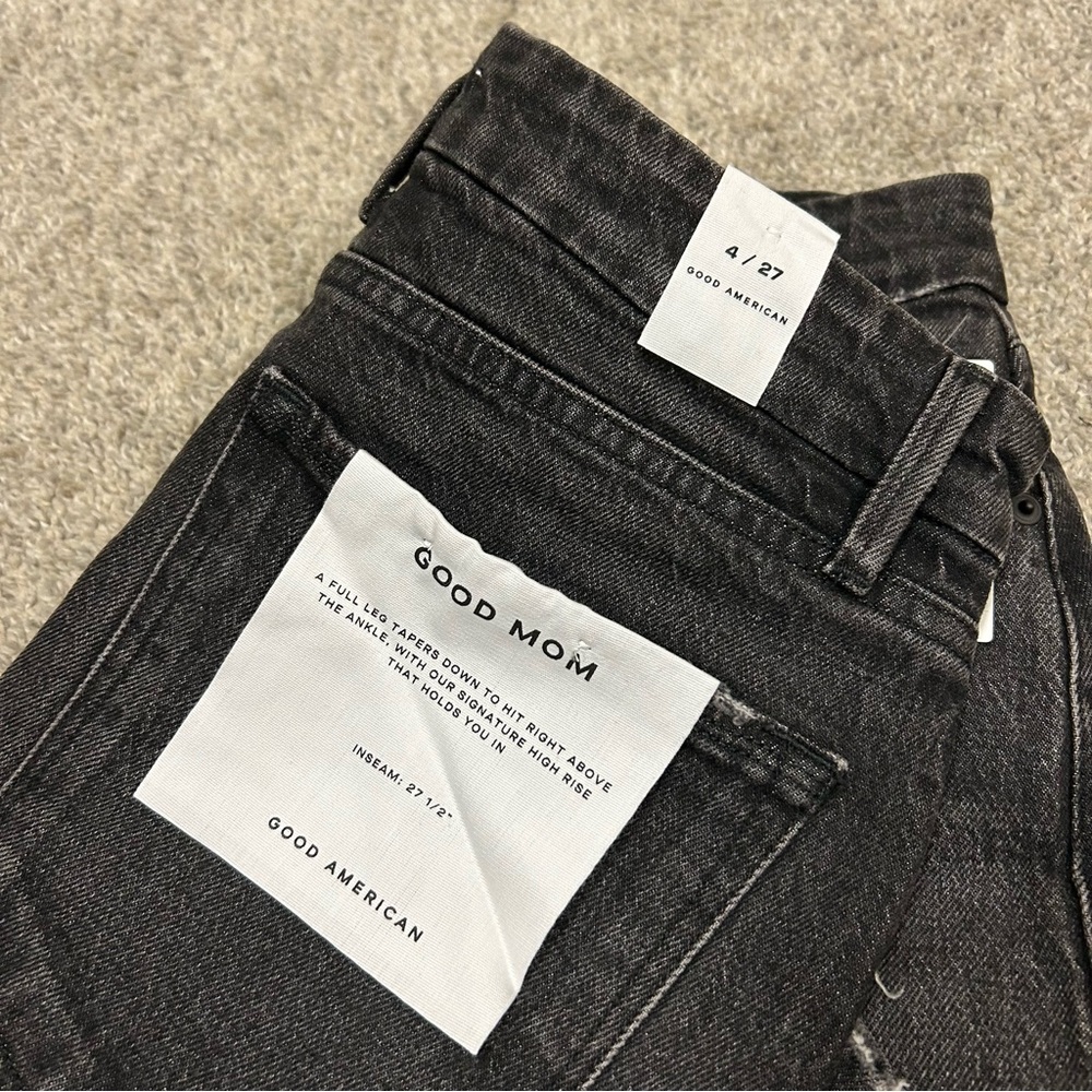 Good American Good Mom Jeans Women’s 4/27 Black Denim New with Tags Ankle - Picture 10 of 12